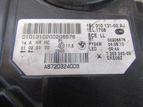 Lampa przód BMW 5 F10 F11 ZWYKŁA SOCZEWKA 10-13 RH PRAWA 7203240