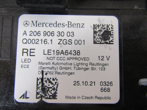 LAMPA PRZÓD MERCEDES C-KLASA W206 FULL LED DIGITAL LIGHT 22- RH PRAWA A2069063003