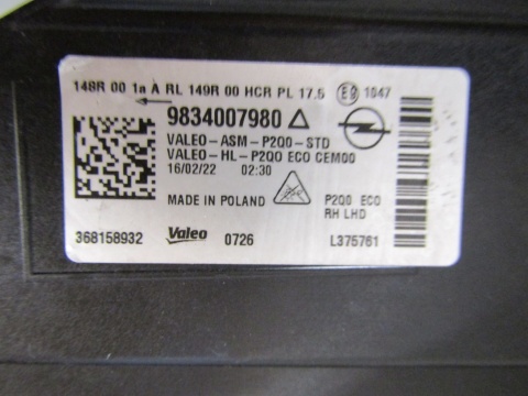 LAMPA PRZÓD OPEL MOKKA B II 2 LED 20- RH PRAWA 9834007980