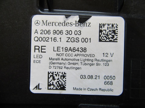 LAMPA PRZÓD MERCEDES C-KLASA W206 FULL LED DIGITAL LIGHT 22- RH PRAWA A2069063003