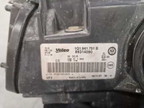 LAMPA PRZÓD VOLKSWAGEN EOS 1Q1 KSENON SKRĘTNY LEWA LH 05-10 1Q1941751B