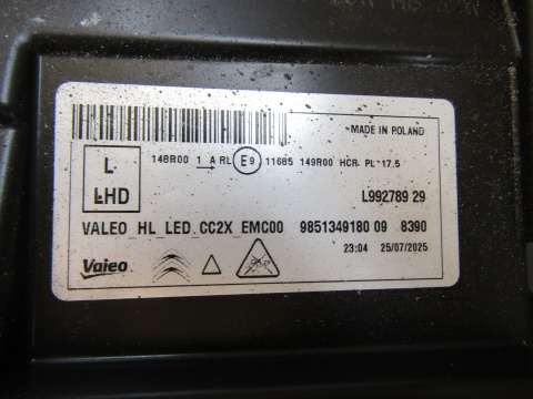LAMPA PRZÓD CITROEN E-C3 C3 C3 AIRCROSS IV 4 LED 24- LH 9851349180
