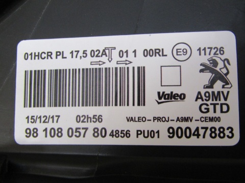Lampa przód Peugeot 208 I Lift ZWYKŁA SOCZEWKA 15-19 LH LEWA 9810805780
