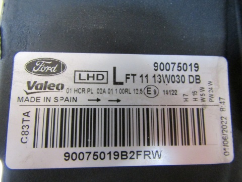 LAMPA PRZÓD FORD TRANSIT CONNECT MK2 ZWYKŁA 12-17 LH LEWA FT11-13W030DB