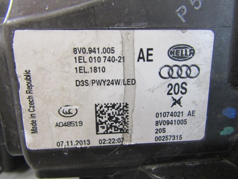 LAMPA PRZÓD AUDI A3 8V0 8V KSENON NIESKRĘTNY 12-16 LH LEWA 8V0941005