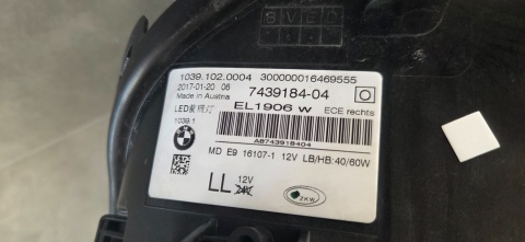 LAMPA PRZÓD BMW 5 G30 G31 LED 16-20 PRAWA RH 7439184-04
