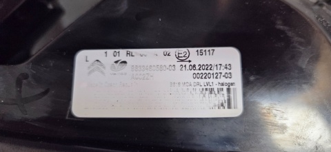LAMPA PRZÓD CITROEN C3 III ZWYKŁA DRL LIFT LEWA LH 20-24 9833480580-03