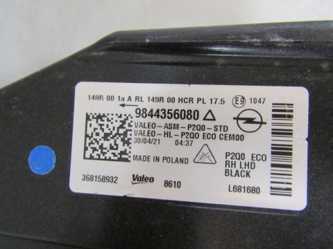 LAMPA PRZÓD OPEL MOKKA B II 2 LED 20- RH PRAWA 9844356080