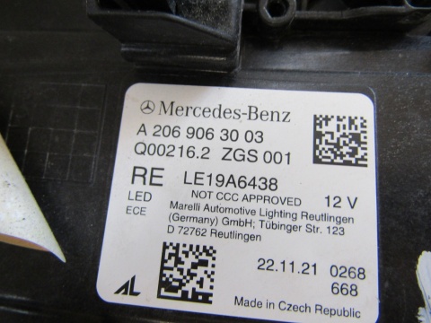 LAMPA PRZÓD MERCEDES C-KLASA W206 FULL LED DIGITAL LIGHT 22- RH A2069063003