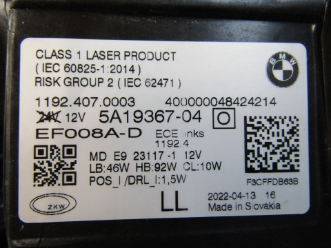 LAMPA PRZÓD BMW 4 G22 G23 G26 M3 G80 M4 G82 LASER 20- LH LEWA 5A19367-04