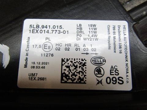 Lampa przód Skoda Enyaq LED 20- LH LEWA 5LB941015