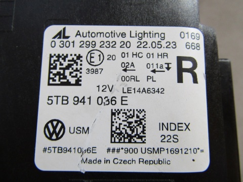LAMPA PRZÓD VOLKSWAGEN TOURAN III 3 5TB FULL LED 15- RH PRAWA 5TB941036E