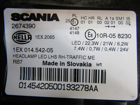 LAMPA PRZÓD SCANIA S R G P FULL LED LH LEWA 16- 1EX01454205