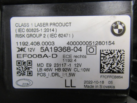 LAMPA PRZÓD BMW G22 G23 M3 M4 LASER 20- RH PRAWA 5A19368-04