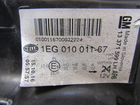 LAMPA PRZÓD OPEL ASTRA J IV 4 LH LEWA ZWYKŁA CIEMNA 09- 1EG 010 011-67