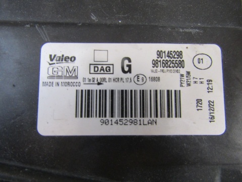 LAMPA PRZÓD OPEL COMBO E IV ZWYKŁA LH LEWA 18- 9816825580