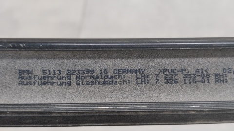 Listwa dachowa dachu lewa BMW 6 F12 F13 COUPE / 22339910