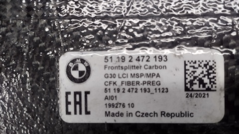 SPOILER DOKŁADKA ZDERZAKA PRZÓD BMW 5 G30 LCI M PERFORMANCE CARBON