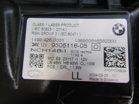 LAMPA PRZÓD BMW 4 G22 G23 G26 M3 G80 M4 G82 LASER 20- RH PRAWA 9505116-05