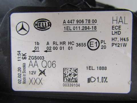 LAMPA PRZÓD MERCEDES V KLASA W447 LIFT 14-19 ZWYKŁA RH PRAWA A477 906 78 00