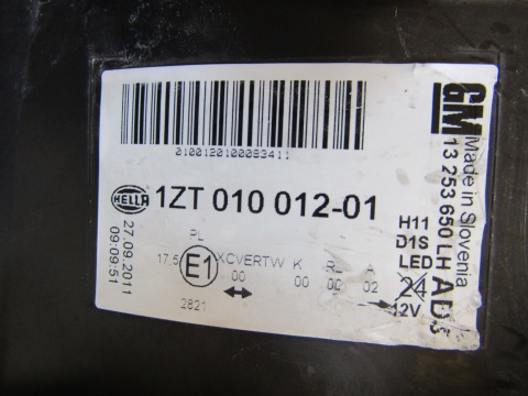 LAMPA PRZÓD OPEL ASTRA J IV KSENON SKRĘTNY 09- LH LEWA 1ZT010012-01