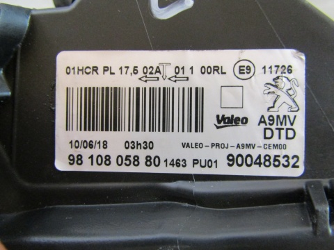 LAMPA PRZÓD PEUGEOT 208 I LIFT ZWYKŁA SOCZEWKA 15-19 PRAWA RH 9810805880