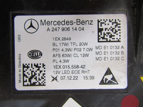 LAMPA PRZÓD MERCEDES B KLASA W247 LIFT FULL LED MULTIBEAM 23- RH PRAWA A2479061404