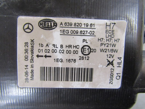 LAMPA PRZÓD MERCEDES VITO VIANO W639 LIFT ZWYKŁA 10- RH PRAWA A6398201961