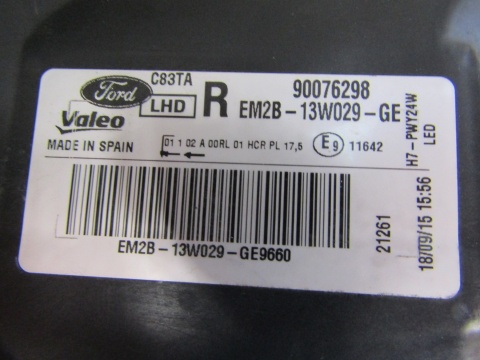 LAMPA PRZÓD FORD SMAX II GALAXY ZWYKŁA SOCZEWKA Z LED RH 15- EM2B-13W029GE