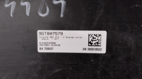 Dokładka Zderzaka Przód Kratka Porsche 911 992 GT3 RS Blenda 9GT807579