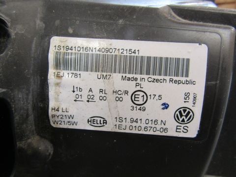 LAMPA PRZÓD VW UP ZWYKŁA 11-16 RH 1SJ941016N