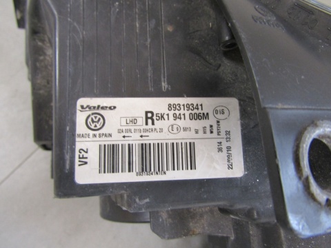 LAMPA PRZÓD VOLKSWAGEN GOLF 5K1 6 VI ZWYKŁA 08-12 RH PRAWA 5K1941006J