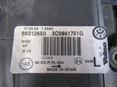 LAMPA PRZÓD PASSAT B6 3C0 KSENON NIESKRĘTNY LH LEWA 05-10 3C0941751G