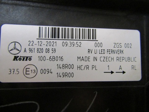 LAMPA PRZÓD MERCEDES ACTROS W961 MP5 MP 5 FULL LED 18- LH A9618200859