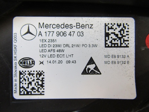 LAMPA PRZÓD MERCEDES A KLASA W177 FULL LED PERFORMANCE 18-22 LH LEWA A1779064703