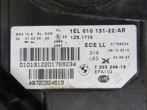 LAMPA PRZÓD BMW 5 F10 F11 KSENON NIESKRĘTNY 10-13 RH PRAWA 720324619