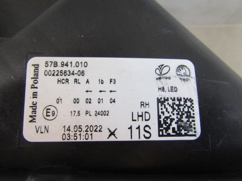 LAMPA PRZÓD SKODA KAROQ LIFT LED 21- RH PRAWA 57B941010