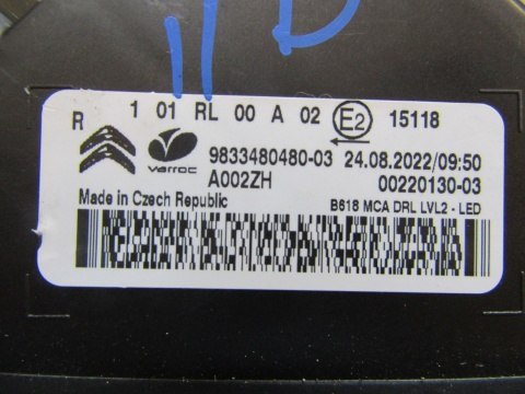 LAMPA PRZÓD CITROEN C3 III LIFT LED DRL 20-24 PRAWA RH 9833480480-03
