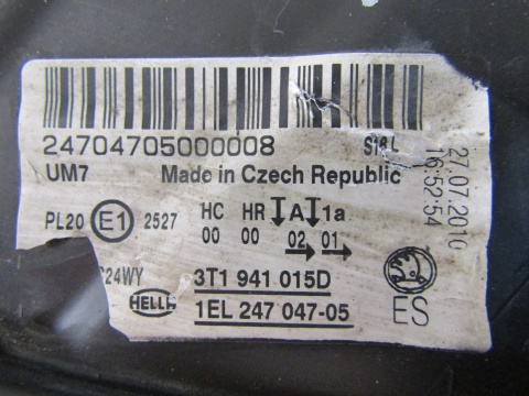 LAMPA PRZÓD SKODA SUPERB II 2 ZWYKŁA SOCZEWKA LH LEWA 08-13 3T1941015D