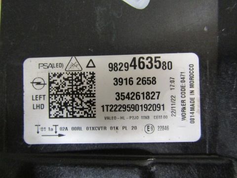 LAMPA PRZÓD OPEL CORSA F FULL LED LUX 19-23 LH LEWA 9829463580