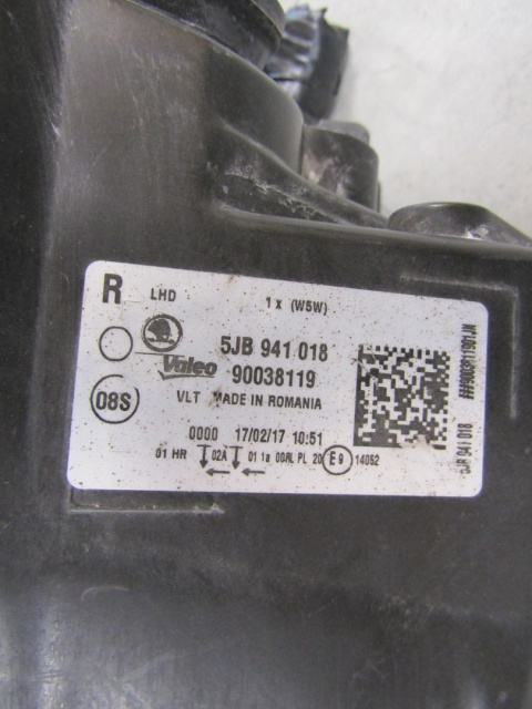 LAMPA PRZÓD SKODA RAPID ZWYKŁA 12-16 PRAWA RH 5JB941018