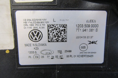 LAMPA PRZÓD VOLKSWAGEN MULTIVAN T7 CALIFORNIA FULL LED IQ 21- LH LEWA 7T1941081B