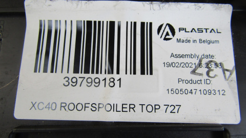 Spoiler lotka daszek klapy tył Volvo XC40 17-