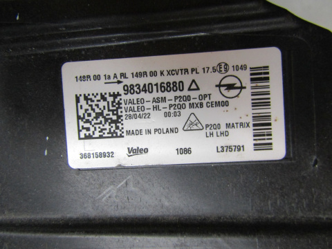 LAMPA PRZÓD OPEL MOKKA 2 II FULL LED MATRIX 20- LH 9834016880