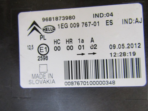 LAMPA PRZÓD CITROEN C3 PICASSO ZWYKŁA LH 08-17 9681873980