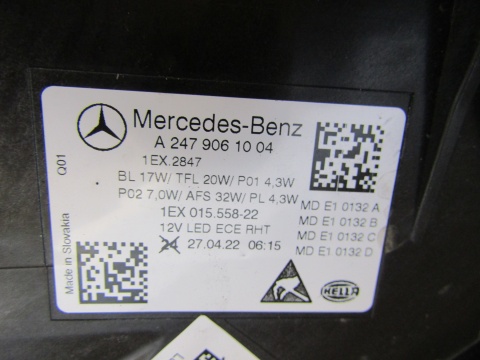 LAMPA PRZÓD MERCEDES B KLASA W247 LED LIFT PERFORMANCE RH 22- A2479061004