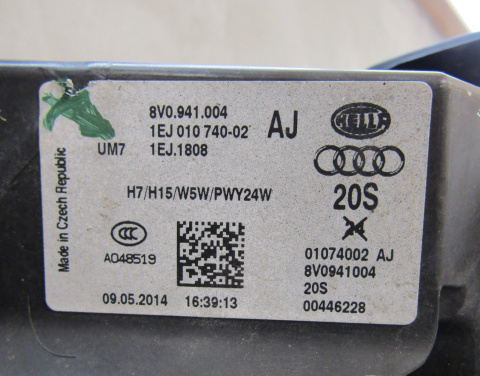 LAMPA PRZÓD AUDI A3 8V0 ZWYKŁA 13-16 RH 8V0.941.004