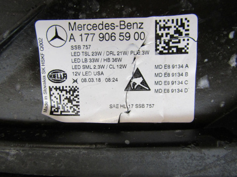 LAMPA PRZÓD MERCEDES A KLASA W177 FULL LED MULTIBEAM USA 18-22 LH A1779065900