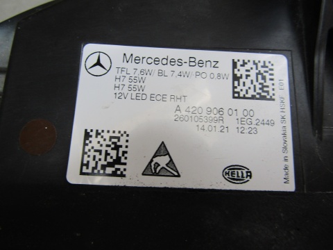LAMPA PRZÓD MERCEDES CITAN W420 ZWYKŁA 21- RH A4209060100