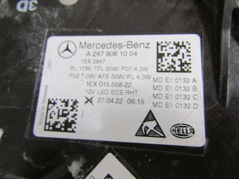 LAMPA PRZÓD MERCEDES B KLASA W247 LED LIFT PERFORMANCE RH 22- A2479061004